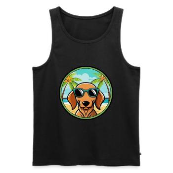Dackel Hunderasse Cartoon Sonnenbrille Strand - Männer Premium Bio Tank Top - Schwarz - Vorne - Michal (187cm)