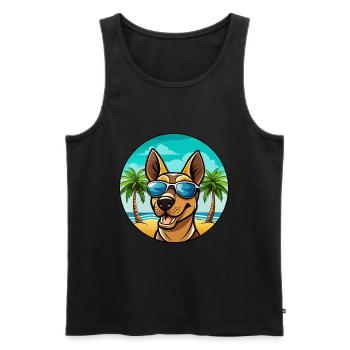 Finnish Hound Dog Breed Cartoon Sunglasses Beach - Men's Premium Organic Tank Top - black - Front - AI Model Male 178 light (178cm)