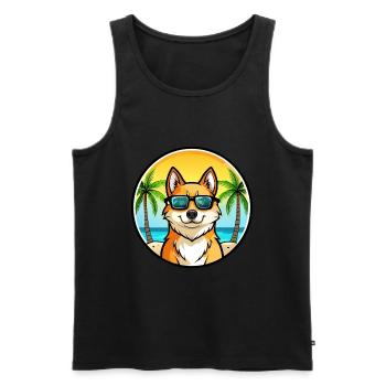Finnischer Spitz Hund Rasse Cartoon Sonnenbrille Strand - Männer Premium Bio Tank Top - Schwarz - Vorne - AI Model Male 178 light (178cm)