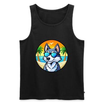 Husky Chien Race Dessin Animé Lunettes De Soleil Plage - Débardeur bio Premium Homme - noir - Devant - Michal (187cm)
