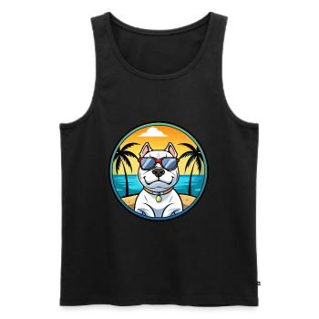 Dogue Argentino Chien Race Dessin Animé Lunettes De Soleil Plage - Débardeur bio Premium Homme - noir - Devant - Michal (187cm)