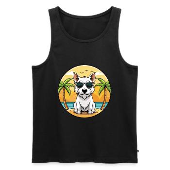 Lunettes de soleil de dessin animé de race de chien Terrier blanc anglais - Débardeur bio Premium Homme - noir - Devant - Michal (187cm)