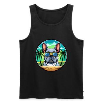 French Bulldog Breed Cartoon Sunglasses Beach - Men's Premium Organic Tank Top - black - Front - Michal (187cm)