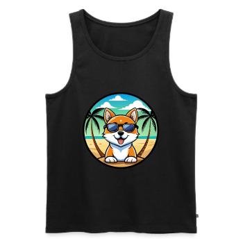 Hokkaido Chien Race Dessin Animé Lunettes De Soleil Plage - Débardeur bio Premium Homme - noir - Devant - Michal (187cm)
