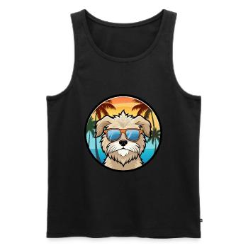 Havenese Chien Race Dessin Animé Lunettes De Soleil Plage - Débardeur bio Premium Homme - noir - Devant - Michal (187cm)