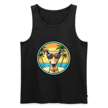 Lévrier italien race chien dessin animé lunettes de soleil plage - Débardeur bio Premium Homme - noir - Devant - Michal (187cm)