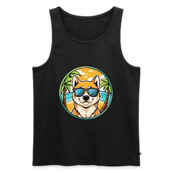 Jindo Dog Breed Cartoon Sunglasses Beach - Men's Premium Organic Tank Top - black - Front - Michal (187cm)