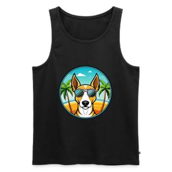 Ibizan Hound Dog Breed Cartoon Sunglasses Beach - Men's Premium Organic Tank Top - black - Front - AI Model Male 178 light (178cm)
