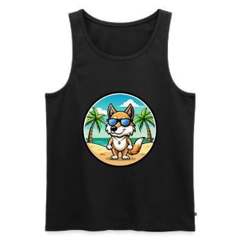 Italien Volpino Chien Race Dessin Animé Lunettes De Soleil Plage - Débardeur bio Premium Homme - noir - Devant - Michal (187cm)