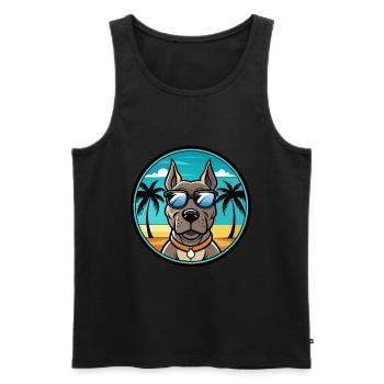 Deutsche Dogge Hunderasse Cartoon Sonnenbrille Strand - Männer Premium Bio Tank Top - Schwarz - Vorne - Michal (187cm)