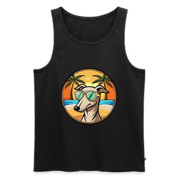 Greyhound Chien Race Dessin Animé Lunettes De Soleil Plage - Débardeur bio Premium Homme - noir - Devant - Michal (187cm)