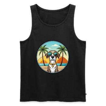 French Gascony Pointer Dog Breed Cartoon Beach - Men's Premium Organic Tank Top - black - Front - Michal (187cm)