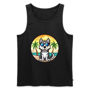 Labrador Husky Chien Race Dessin Animé Lunettes De Soleil Plage - Débardeur bio Premium Homme - noir - Devant - Michal (187cm)