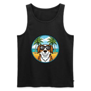 Landseer Chien Race Dessin Animé Lunettes de Soleil Plage - Débardeur bio Premium Homme - noir - Devant - Michal (187cm)