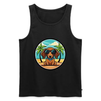 Miniatur Dackel Hund Rasse Cartoon Sonnenbrille - Männer Premium Bio Tank Top - Schwarz - Vorne - Michal (187cm)