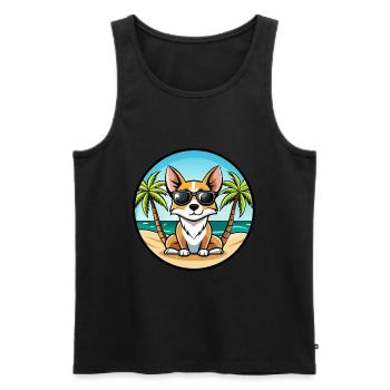Lunettes de soleil de dessin animé de race de chien Fox Terrier miniature - Débardeur bio Premium Homme - noir - Devant - Michal (187cm)