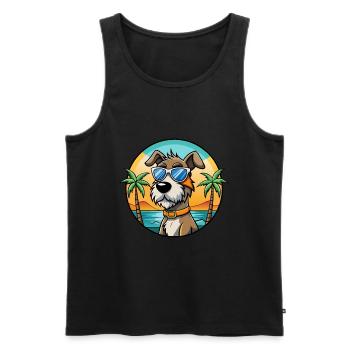 Istrischer Drahthaarhund Hunderasse Cartoon Beach - Männer Premium Bio Tank Top - Schwarz - Vorne - AI Model Male 178 light (178cm)