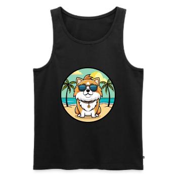 Japonais Chin Chien Race Dessin Animé Lunettes De Soleil Plage - Débardeur bio Premium Homme - noir - Devant - Michal (187cm)