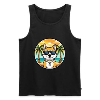 Japanese Terrier Dog Breed Cartoon Sunglass Beach - Men's Premium Organic Tank Top - black - Front - Michal (187cm)