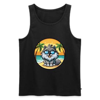 Keeshond Dog Breed Cartoon Sunglasses Beach - Men's Premium Organic Tank Top - black - Front - Michal (187cm)