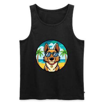 Roi Berger Chien Race Dessin Animé Lunettes De Soleil Plage - Débardeur bio Premium Homme - noir - Devant - Michal (187cm)