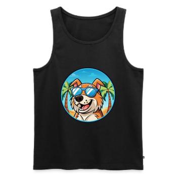 Koolie Chien Race Dessin Animé Lunettes de Soleil Plage - Débardeur bio Premium Homme - noir - Devant - Michal (187cm)