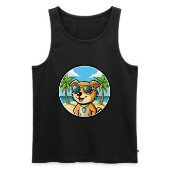 Kanni Chien Race Dessin Animé Lunettes De Soleil Plage - Débardeur bio Premium Homme - noir - Devant - Michal (187cm)
