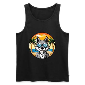 Kunming Wolfdog Rasse Cartoon Sonnenbrille Strand - Männer Premium Bio Tank Top - Schwarz - Vorne - AI Model Male 178 light (178cm)