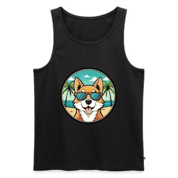 Lundehund Chien Race Dessin Animé Lunettes de soleil Plage - Débardeur bio Premium Homme - noir - Devant - Michal (187cm)