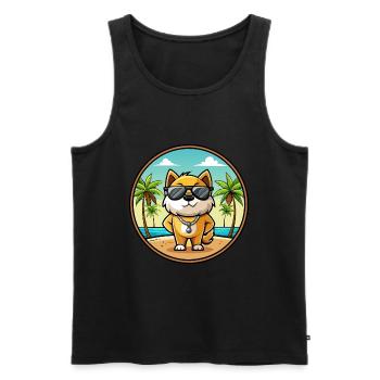 Milieu Asiatique Ovtcharka Chien Race Dessin Animé Plage - Débardeur bio Premium Homme - noir - Devant - Michal (187cm)