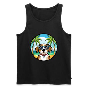 Kerry Beagle Chien Race Dessin Animé Lunettes de Soleil Plage - Débardeur bio Premium Homme - noir - Devant - Michal (187cm)