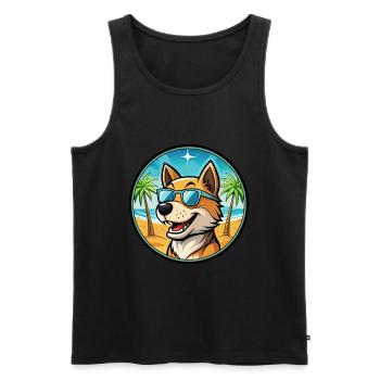 Lucas Terrier Chien Race Dessin Animé Lunettes de Soleil Plage - Débardeur bio Premium Homme - noir - Devant - Michal (187cm)