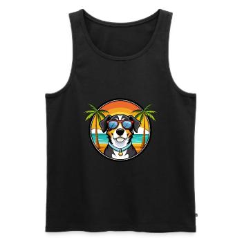 Entlebucher Mountain Dog Breed Cartoon Sunglasses - Men's Premium Organic Tank Top - black - Front - Michal (187cm)