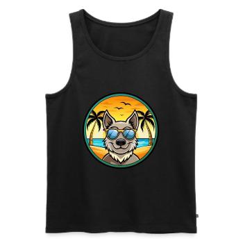 Mudi Hunderasse Cartoon Sonnenbrille Strand - Männer Premium Bio Tank Top - Schwarz - Vorne - Michal (187cm)