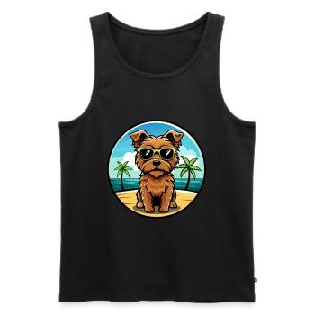 Norfolk Terrier Chien Race Dessin Animé Lunettes de Soleil Plage - Débardeur bio Premium Homme - noir - Devant - Michal (187cm)
