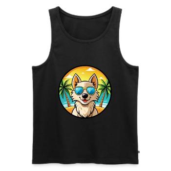 Nordic Spitz Dog Breed Cartoon Sunglasses Beach - Men's Premium Organic Tank Top - black - Front - Michal (187cm)