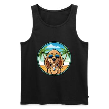 Norfolk Spaniel Chien Race Dessin Animé Lunettes de Soleil Plage - Débardeur bio Premium Homme - noir - Devant - Michal (187cm)