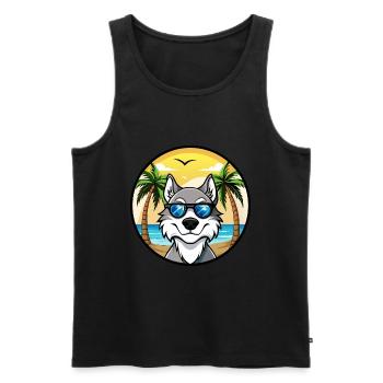 Lunettes de soleil de dessin animé de race de chien inuit du Nord plage - Débardeur bio Premium Homme - noir - Devant - Michal (187cm)
