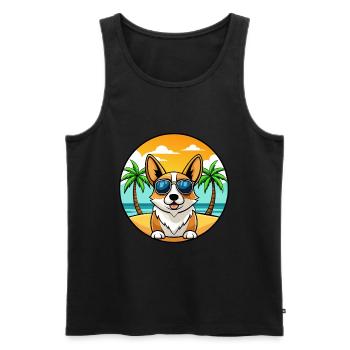 Pembroke Welsh Corgi Dog Breed Cartoon Sunglasses - Men's Premium Organic Tank Top - black - Front - Michal (187cm)