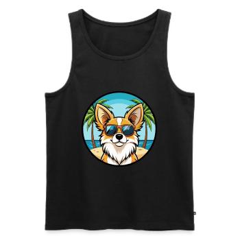 Papillon Chien Race Dessin Animé Lunettes de Soleil Plage - Débardeur bio Premium Homme - noir - Devant - Michal (187cm)