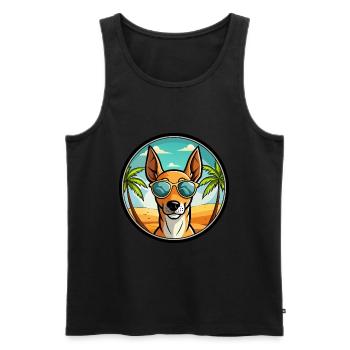 Podenco Ibicenco Chien Race Dessin Animé Lunettes De Soleil Plage - Débardeur bio Premium Homme - noir - Devant - Michal (187cm)