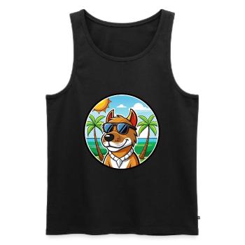 Chien de chasse norvégien Dunker Race de chien Cartoon Beach - Débardeur bio Premium Homme - noir - Devant - Michal (187cm)