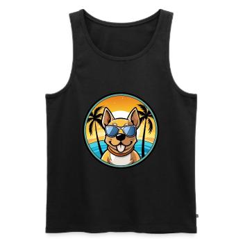 Phalene Chien Race Dessin Animé Lunettes De Soleil Plage - Débardeur bio Premium Homme - noir - Devant - Michal (187cm)