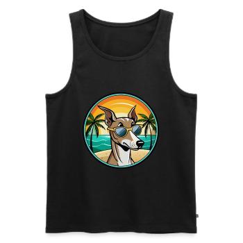 Lévrier polonais race chien dessin animé lunettes de soleil plage - Débardeur bio Premium Homme - noir - Devant - Michal (187cm)