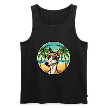 Vieux lévrier croate race de chien dessin animé plage - Débardeur bio Premium Homme - noir - Devant - Michal (187cm)