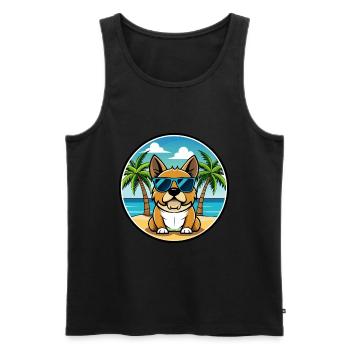Perro De Presa Mallorquinische Hunderasse Cartoon Beach - Männer Premium Bio Tank Top - Schwarz - Vorne - AI Model Male 178 light (178cm)