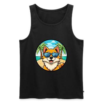 Pommersche Hunderasse Cartoon Sonnenbrille Strand - Männer Premium Bio Tank Top - Schwarz - Vorne - Michal (187cm)