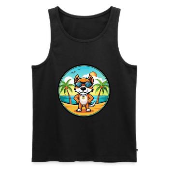 Pointer Chien Race Dessin Animé Lunettes De Soleil Plage - Débardeur bio Premium Homme - noir - Devant - Michal (187cm)
