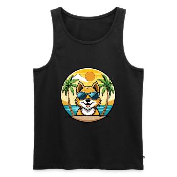 Spitz Hunderasse Cartoon Sonnenbrille Strand - Männer Premium Bio Tank Top - Schwarz - Vorne - Michal (187cm)