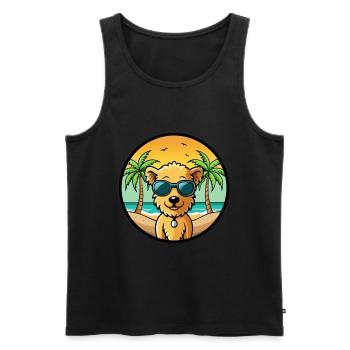 Pumi Hunderasse Cartoon Sonnenbrille Strand - Männer Premium Bio Tank Top - Schwarz - Vorne - Michal (187cm)